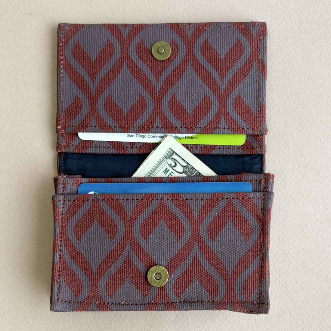 Canvas Card Holder - Geometric Prints - Slim Vegan Wallet - Malia Designs