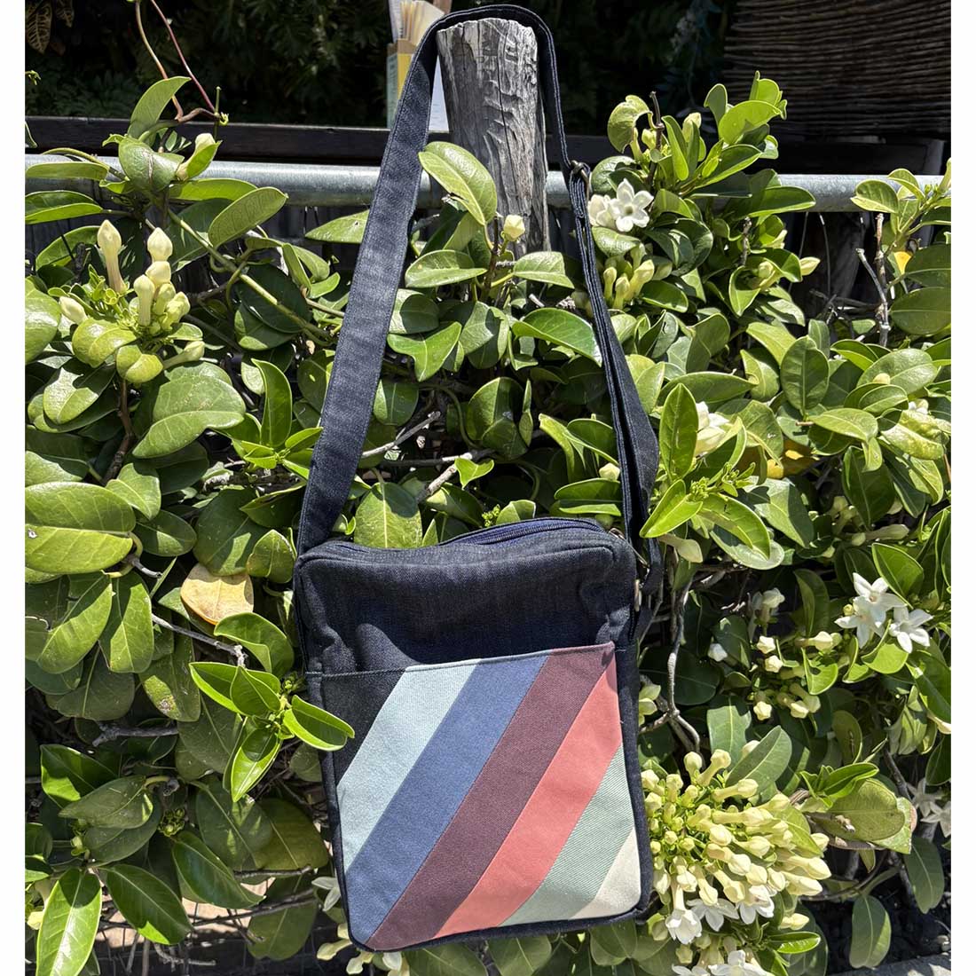 Deep Pocket Denim Crossbody - Summer Stripes - Malia Designs