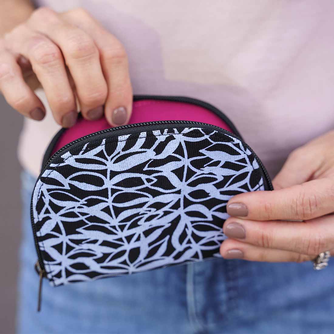 Half Moon Wallet - Canvas Mini Wallet - Botanical Prints - Malia Designs