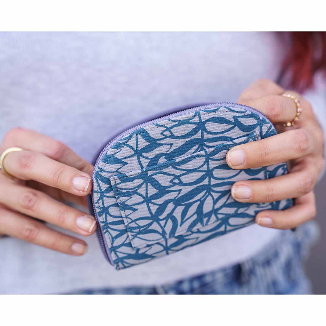 Half Moon Wallet - Canvas Mini Wallet - Botanical Prints - Malia Designs
