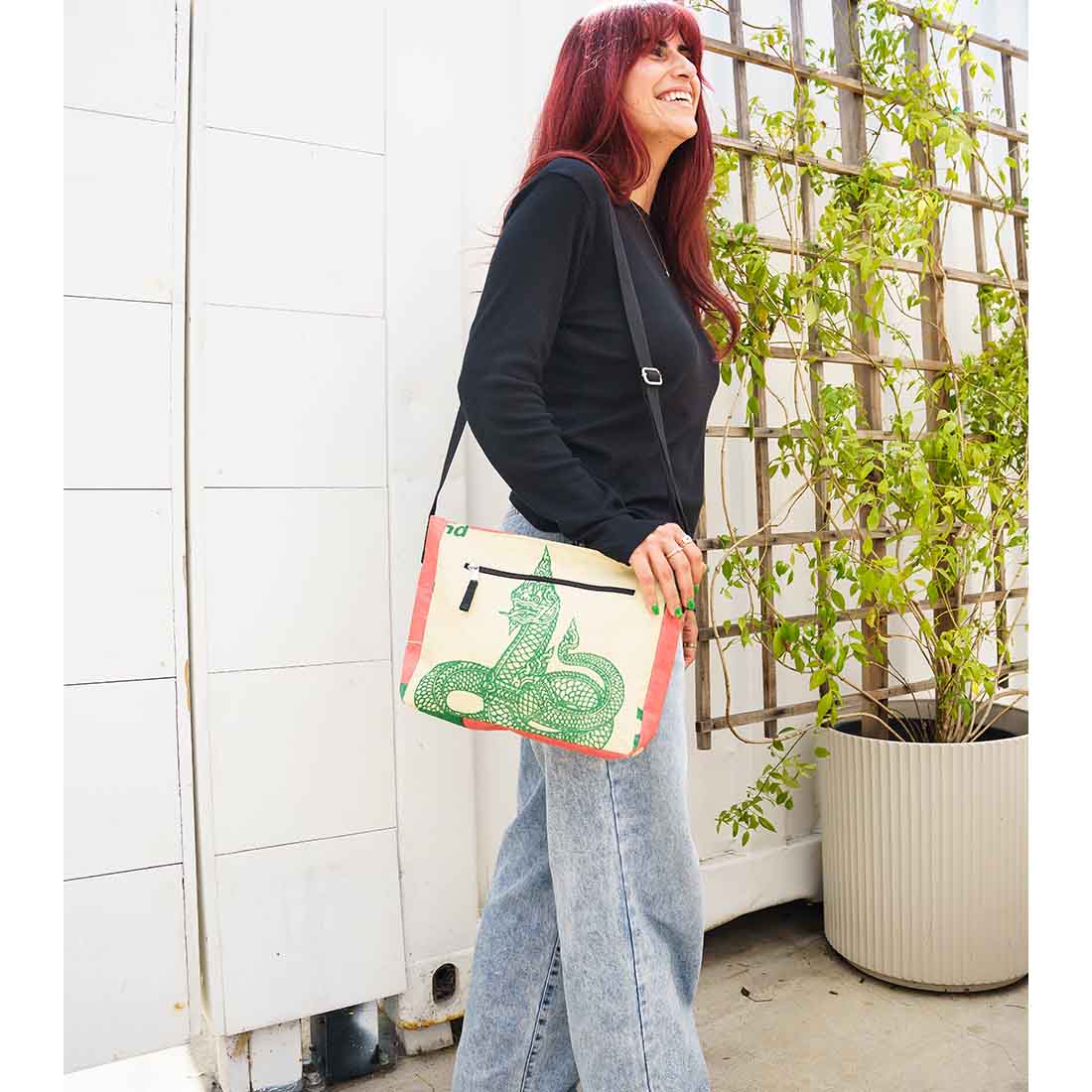 Medium Recycled Cement Crossbody Bag - Malia Designs
