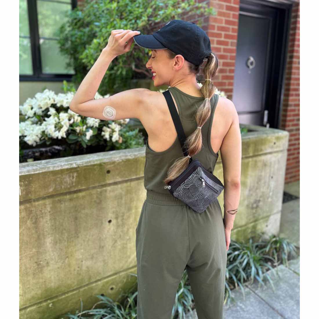 Sustainable Canvas Belt Bag - Black Monstera - Malia Designs