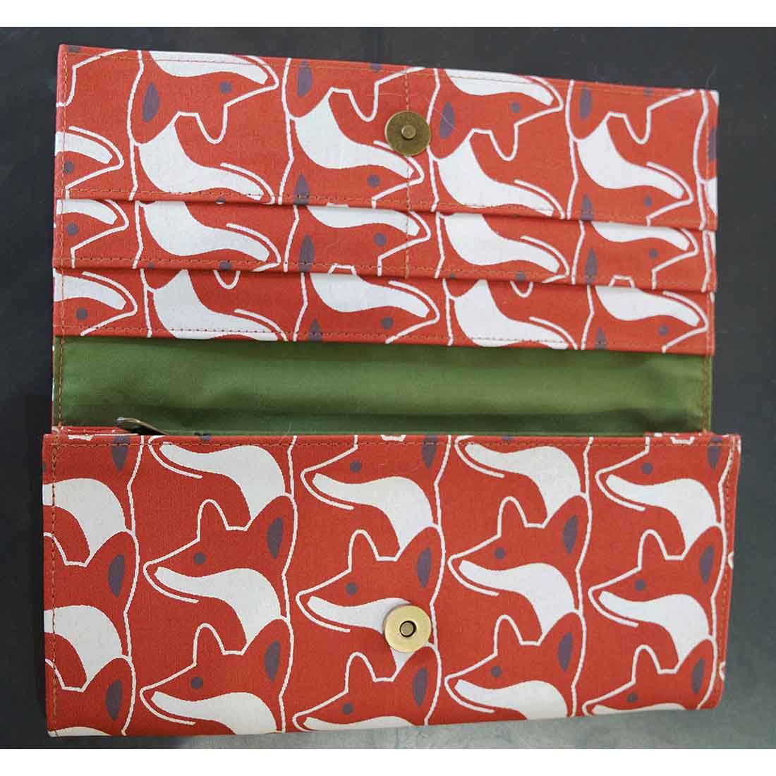 Canvas Long Wallet - Fox Print - Malia Designs