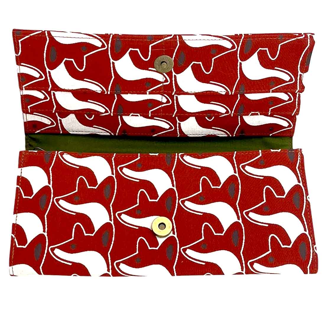 Canvas Long Wallet - Fox Print - Malia Designs