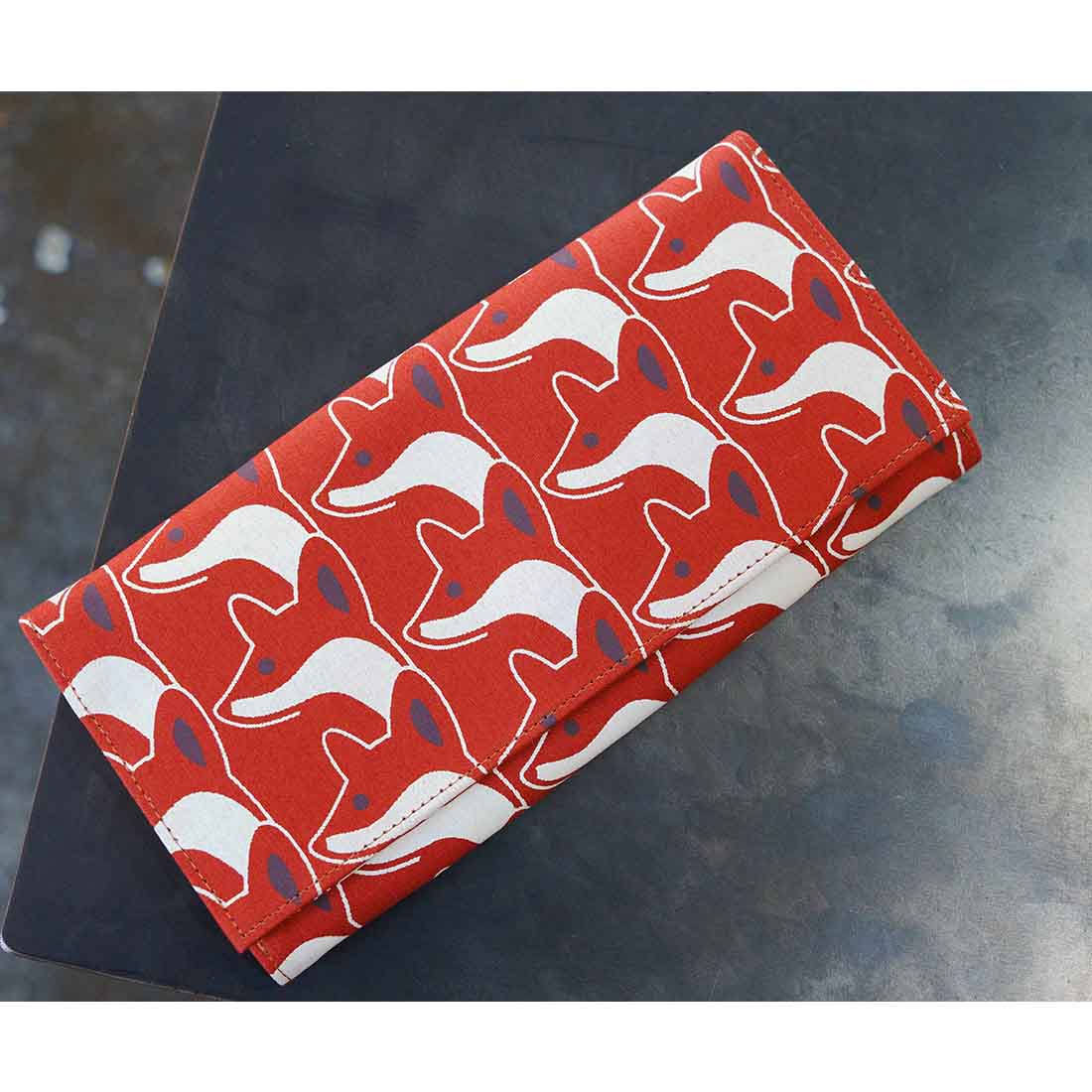 Canvas Long Wallet - Fox Print - Malia Designs