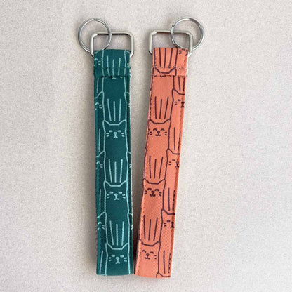 Cotton Canvas Key Fob Wristlet - Cat Prints - Malia Designs