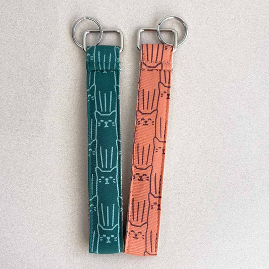 Cotton Canvas Key Fob Wristlet - Cat Prints - Malia Designs