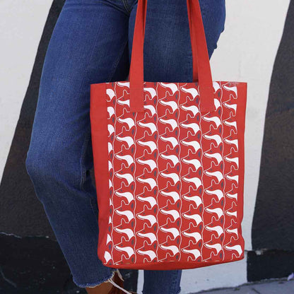 Cotton Canvas Long Handle Tote - Fox Print - Malia Designs