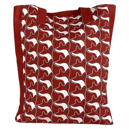 Cotton Canvas Long Handle Tote - Fox Print - Malia Designs