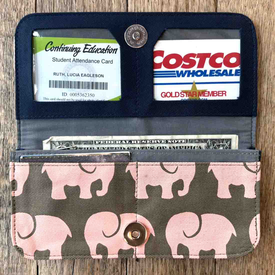 Cotton Long Wallet - Elephant Prints - Malia Designs