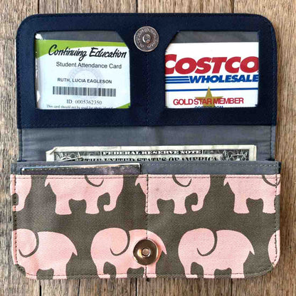 Cotton Long Wallet - Elephant Prints - Malia Designs