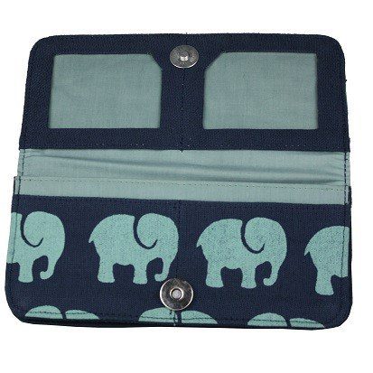 Cotton Long Wallet - Elephant Prints - Malia Designs