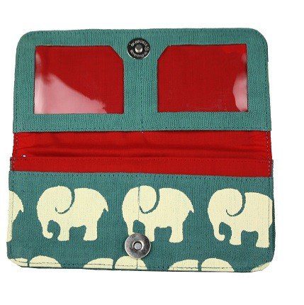 Cotton Long Wallet - Elephant Prints - Malia Designs