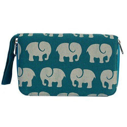 Cotton Travel Wallet-Elephant Prints - Malia Designs