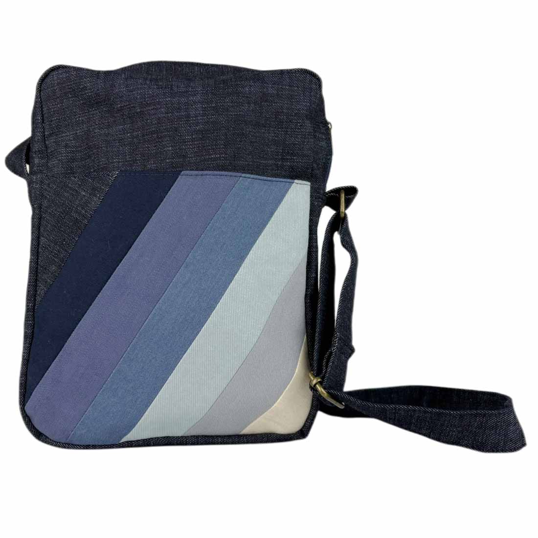 Deep Pocket Denim Crossbody - Stylish Stripes - Malia Designs