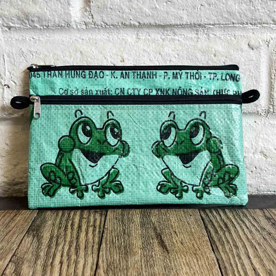 Green Frogs - Recycled Double Zip Case - Malia Designs