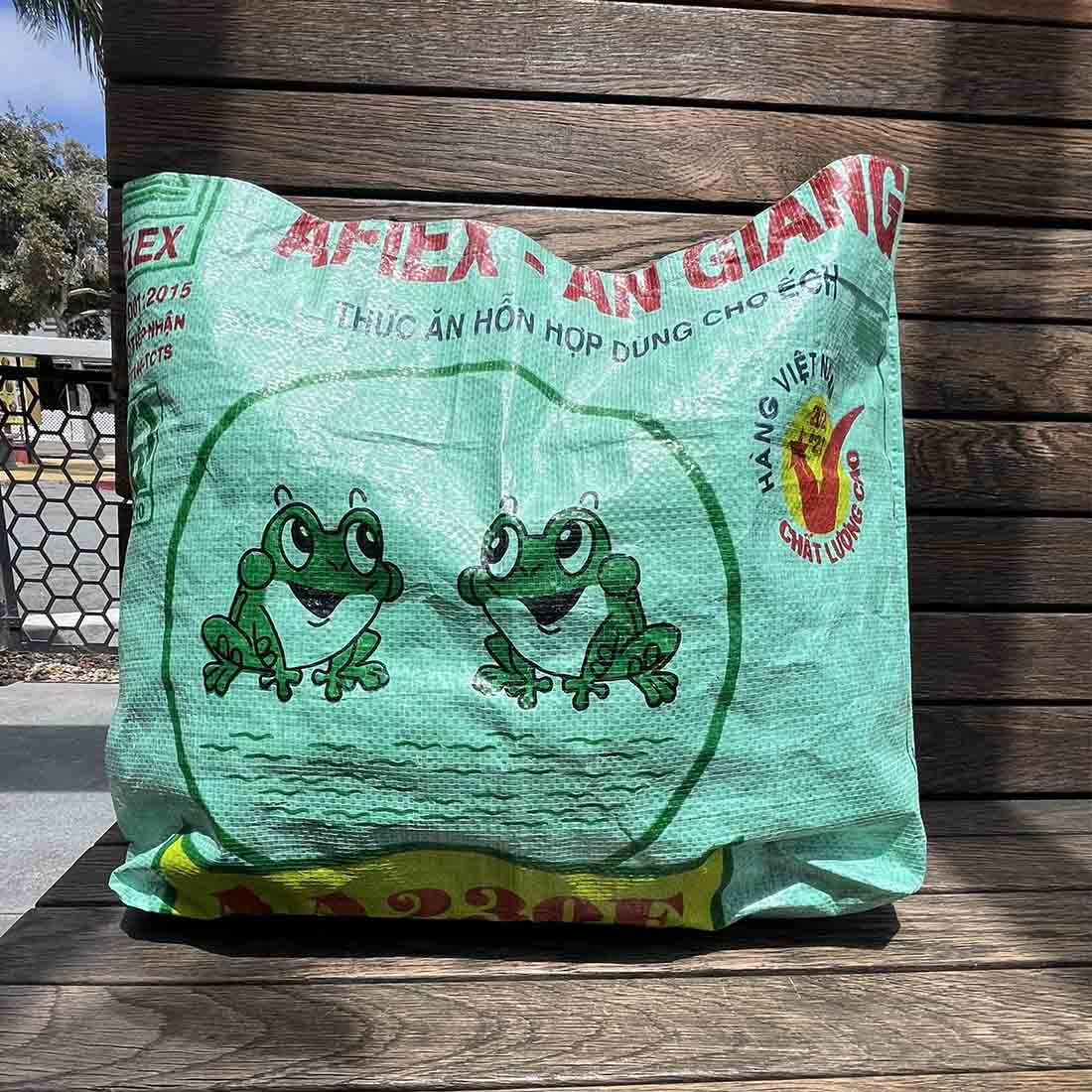 Green Frogs - Recycled Shopping Tote - Malia Designs