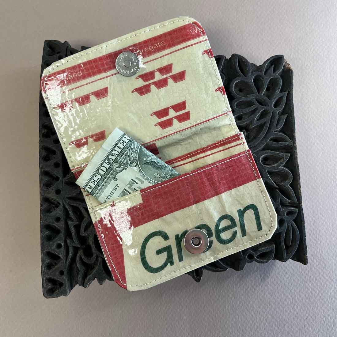 interior of sustainable and ethically made cardholder