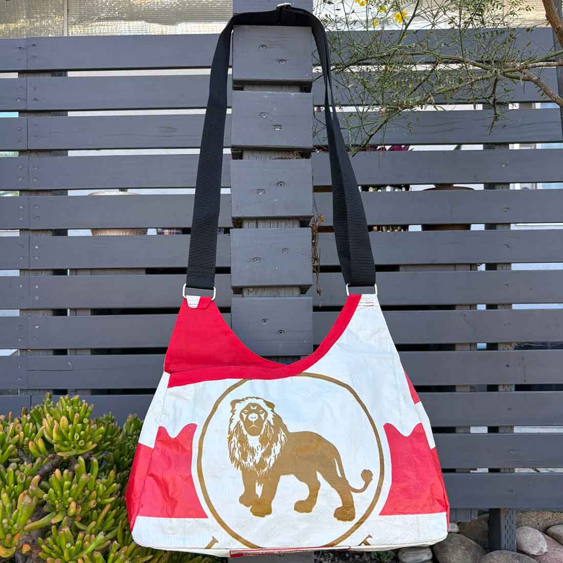 Recycled Cement Triangle Bag - Lion Print - Malia Designs