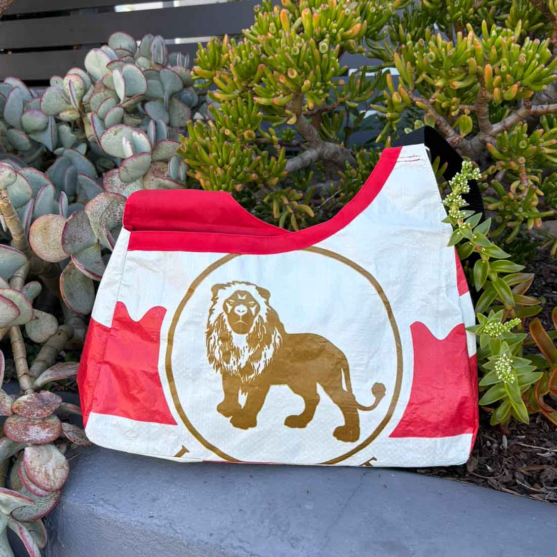 Recycled Cement Triangle Bag - Lion Print - Malia Designs