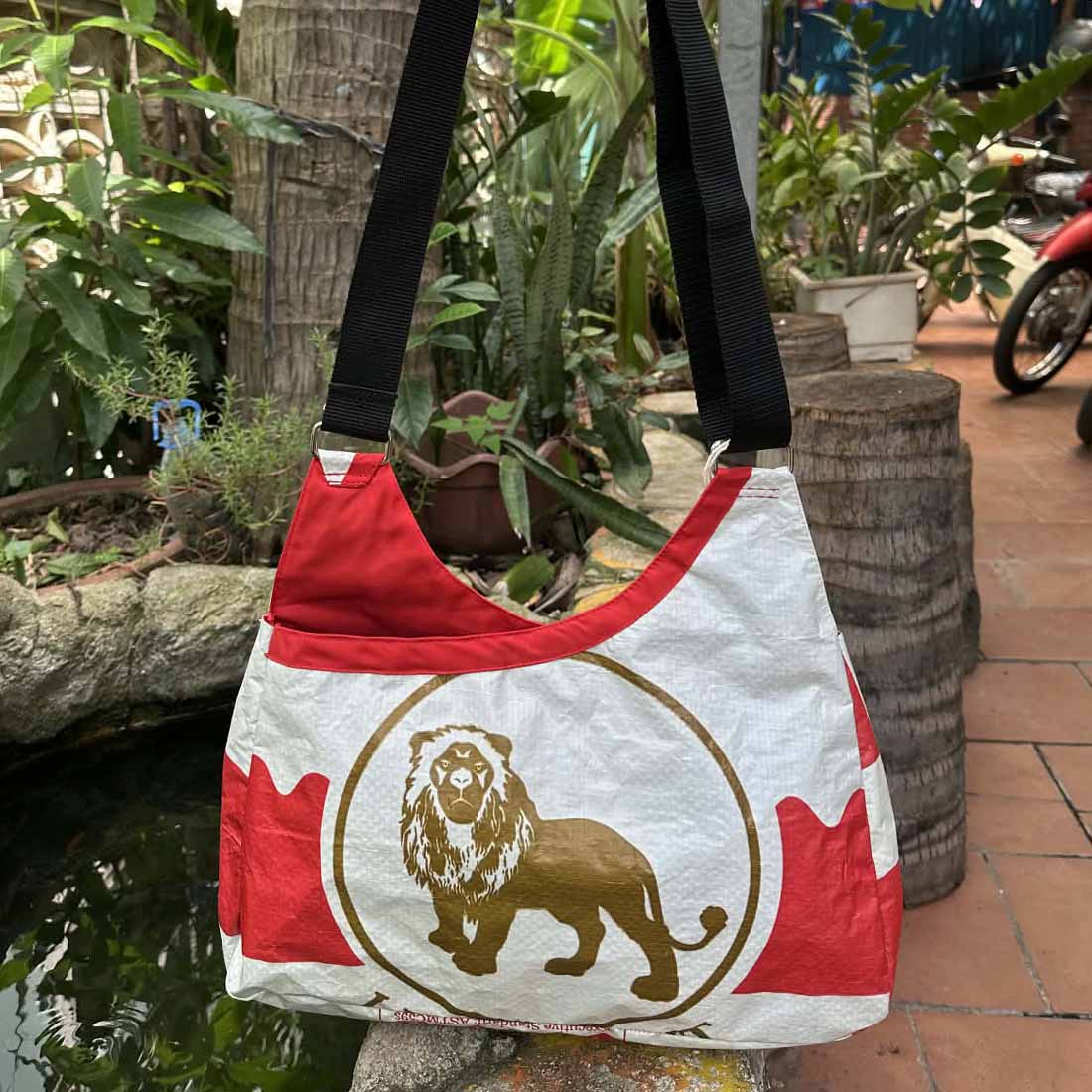 Recycled Cement Triangle Bag - Lion Print - Malia Designs