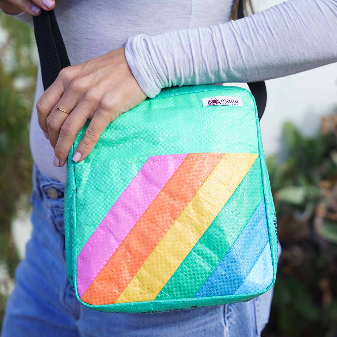 Recycled Small Crossbody - Rainbow Stripes - Malia Designs