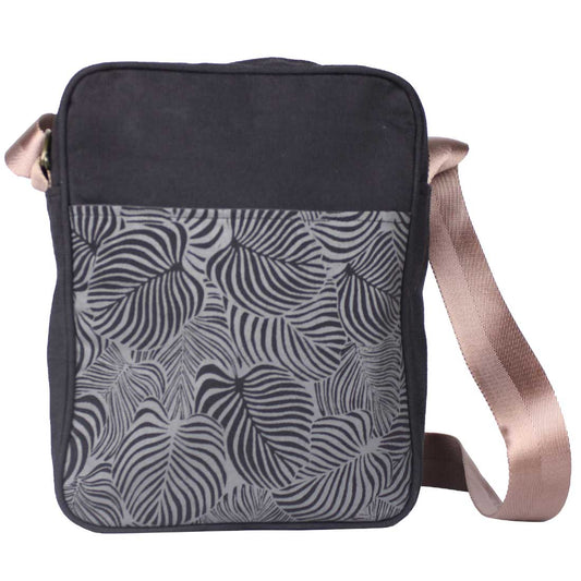 Sustainable Canvas Crossbody - Black Monstera - Malia Designs