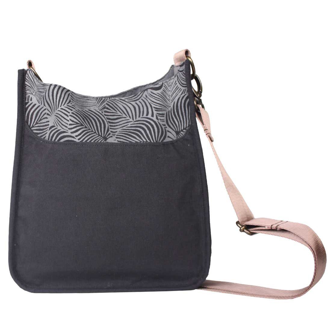 Sustainable Canvas Sling Bag - Black Monstera - Malia Designs