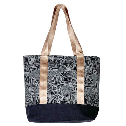 Sustainable Canvas Tote - Black Monstera - Malia Designs