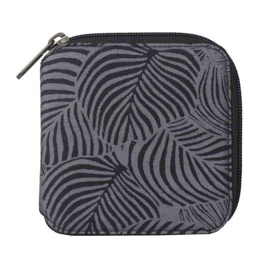 Sustainable Zip Around Wallet - Black Monstera - Malia Designs